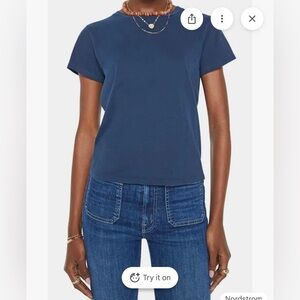 NWT MOTHER the lil goodie goodie t shirt navy blue size medium